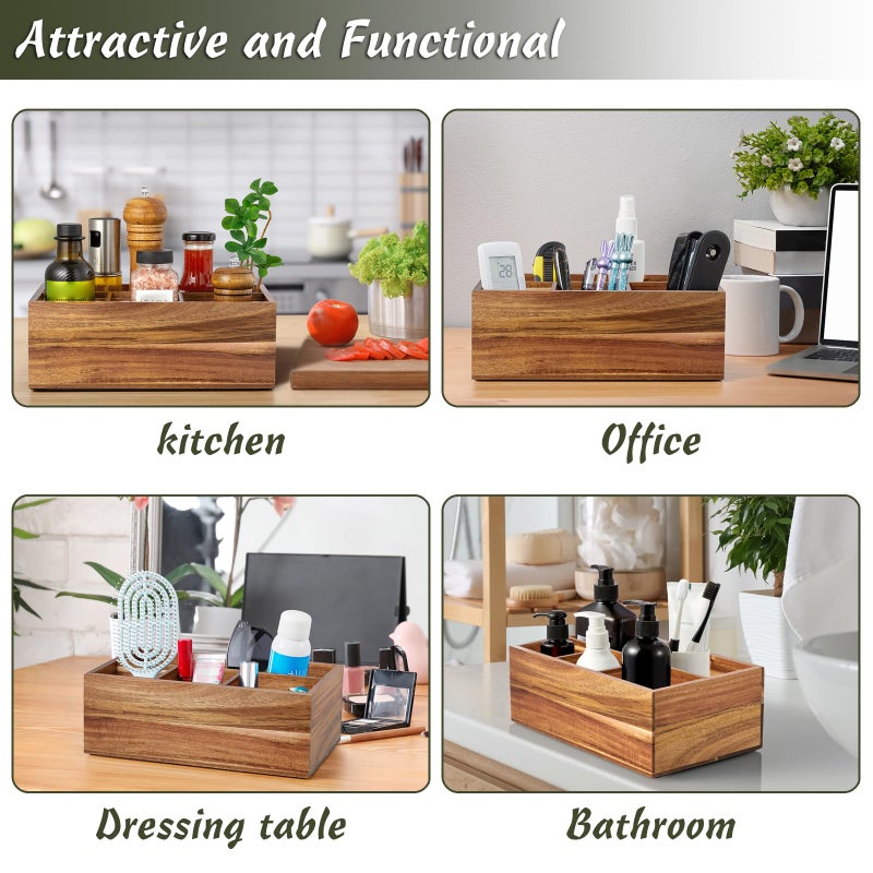 DRASTAR Paper Plate Dispenser  Acacia Utensil Caddy Organizer  Large Silverware Holder for Party  Paper Plate Organizer  Kitchen Utensil Caddy for Party Picnic Camping - Image 5